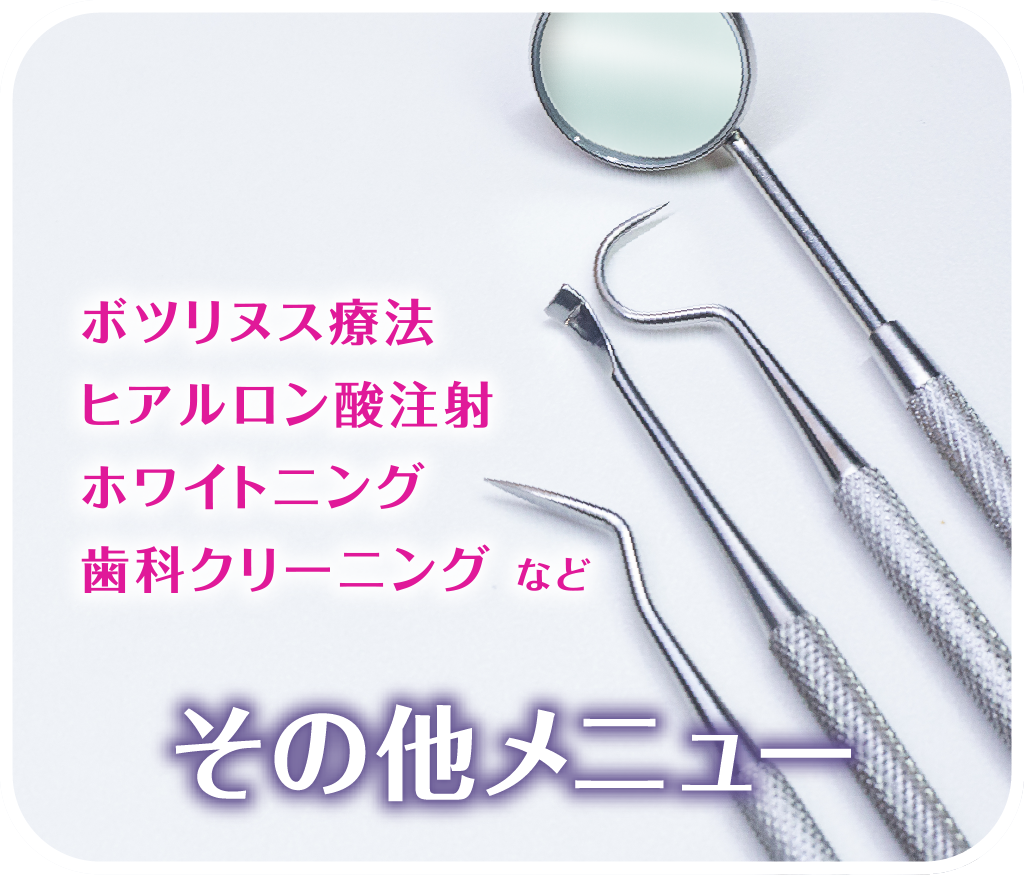 ボツリヌス療法 ヒアルロン酸注射 ホワイトニング 歯科クリーニング など その他メニュー